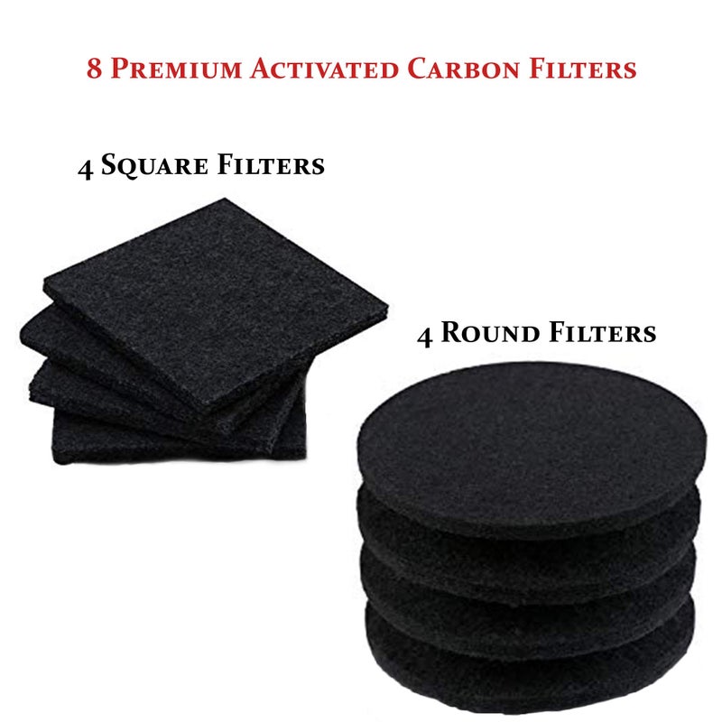 RED FACTOR 8 Pack Extra Thick Charcoal Filters for Kitchen Compost Bins - Activated Carbon Replacement Filters for Odor Free Buckets (4 Round, 4 Square) - Image 2